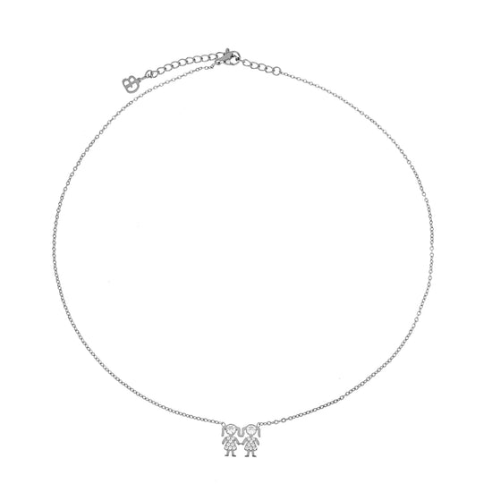 Colar com Pendente Meninas/Meninos c/Zircônias