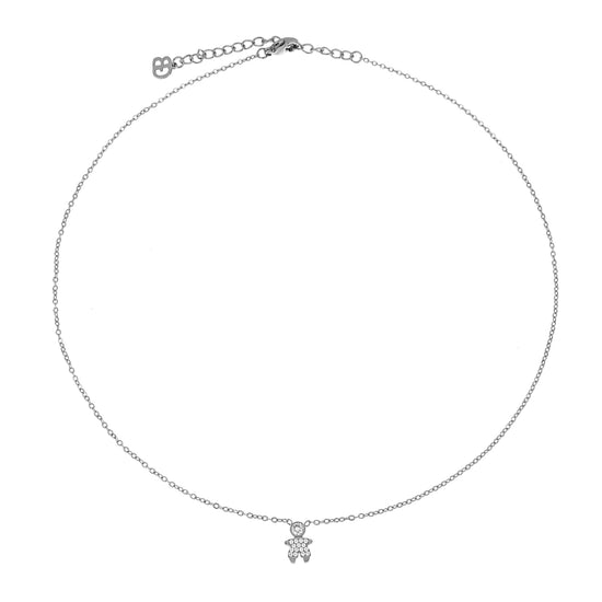 Colar com Pendente Menina/Menino c/Zircônias