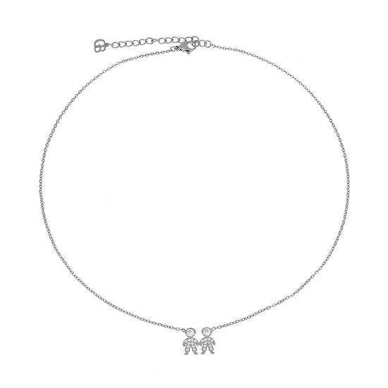 Colar com Pendente Meninas/Meninos c/Zircônias