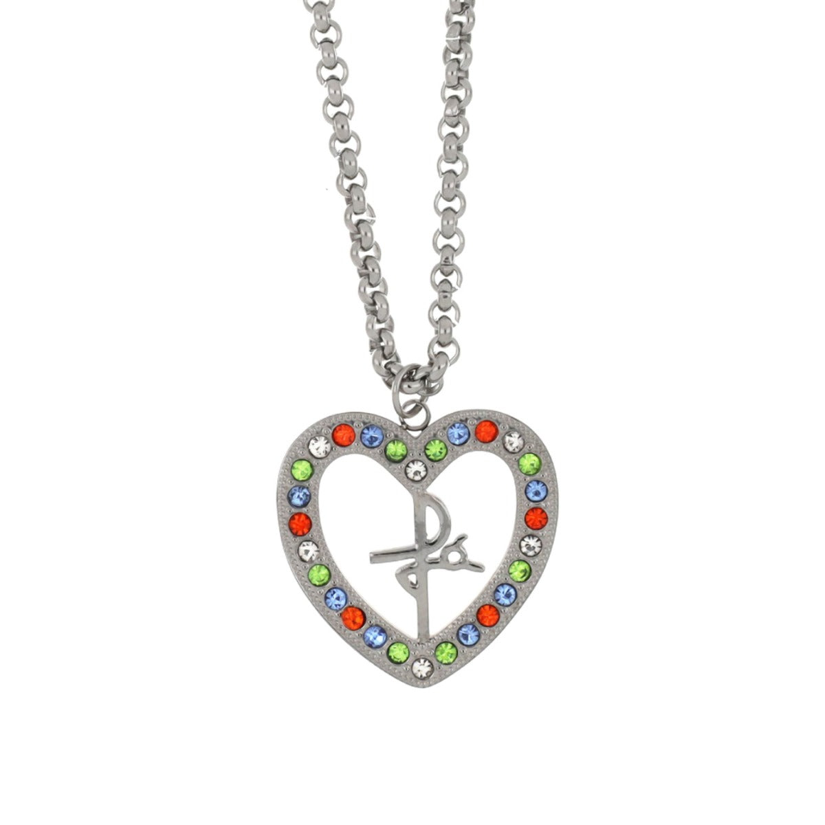 Colar Multicolor Heart Fé em Aço