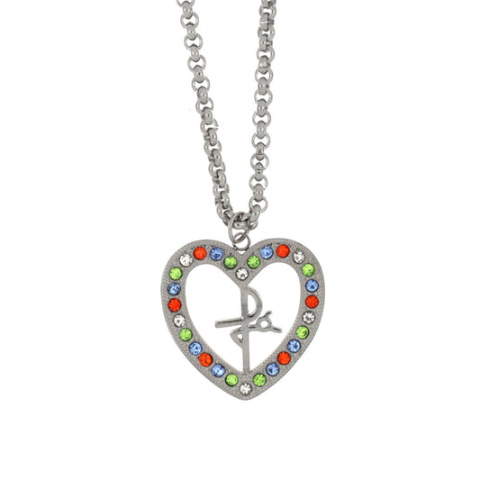 Colar Multicolor Heart Fé em Aço