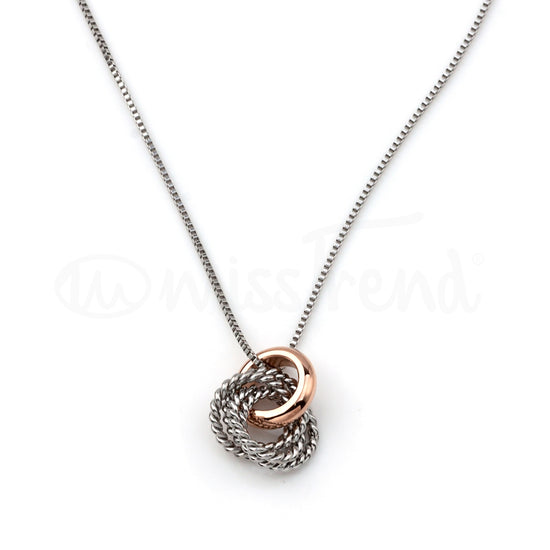 Colar Sigma em Aço prateado e rosa gold