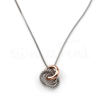 Colar Sigma em Aço prateado e rosa gold