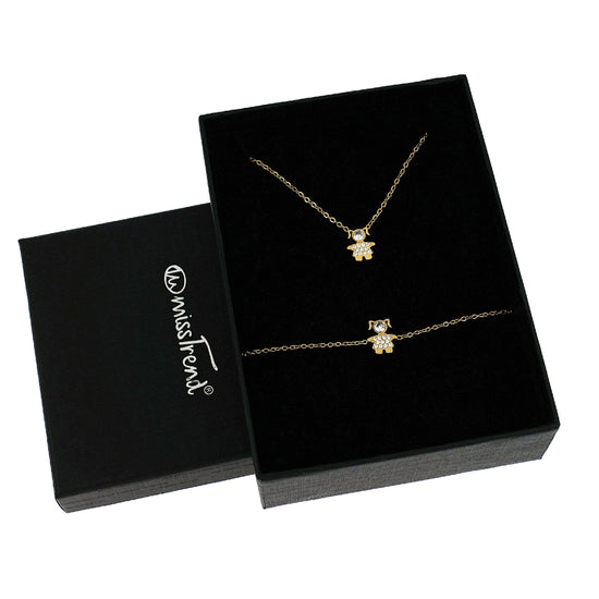 Conjunto Colar + Pulseira com Pendente Meninas/Meninos c/Zircônias