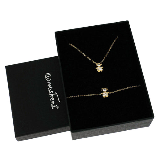 Conjunto Colar + Pulseira com Pendente Meninas/Meninos c/Zircônias