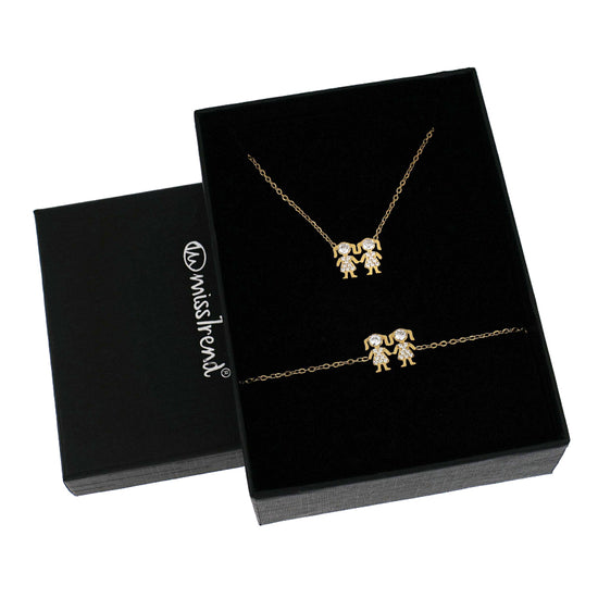 Conjunto Colar + Pulseira com Pendente Meninas/Meninos c/Zircônias