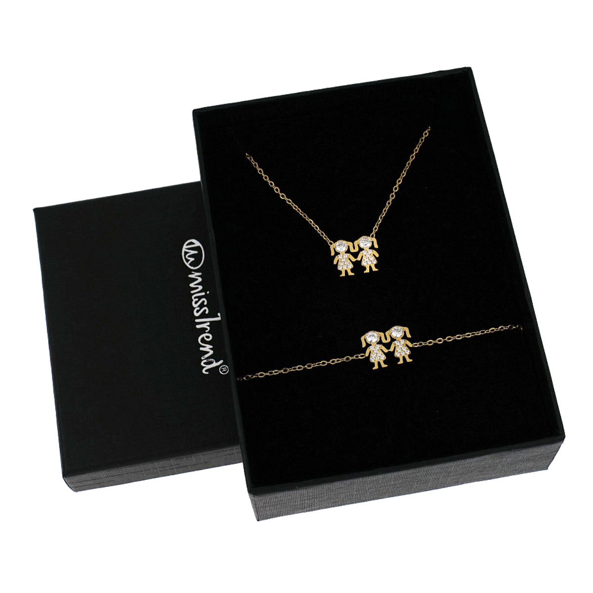 Conjunto Colar + Pulseira com Pendente Meninas/Meninos c/Zircônias