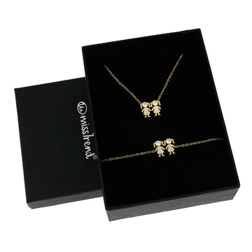 Conjunto Colar + Pulseira com Pendente Meninas/Meninos c/Zircônias