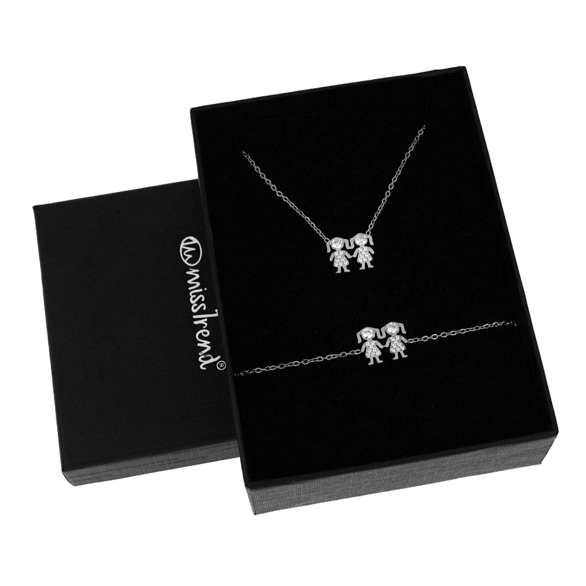 Conjunto Colar + Pulseira com Pendente Meninas/Meninos c/Zircônias