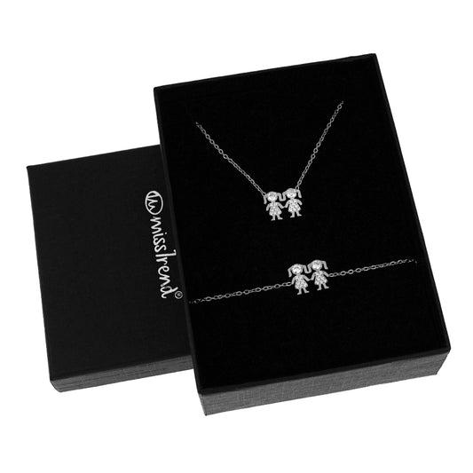 Conjunto Colar + Pulseira com Pendente Meninas/Meninos c/Zircônias