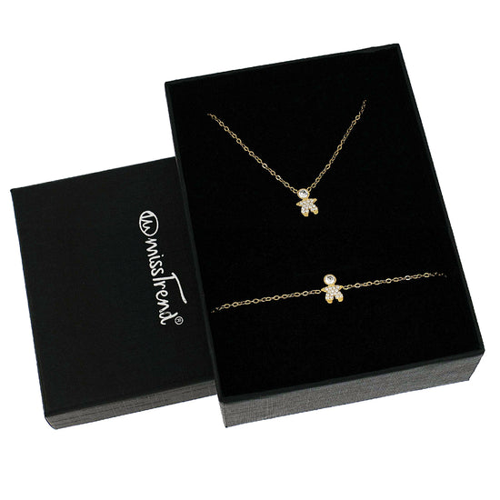 Conjunto Colar + Pulseira com Pendente Meninas/Meninos c/Zircônias