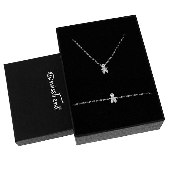 Conjunto Colar + Pulseira com Pendente Meninas/Meninos c/Zircônias
