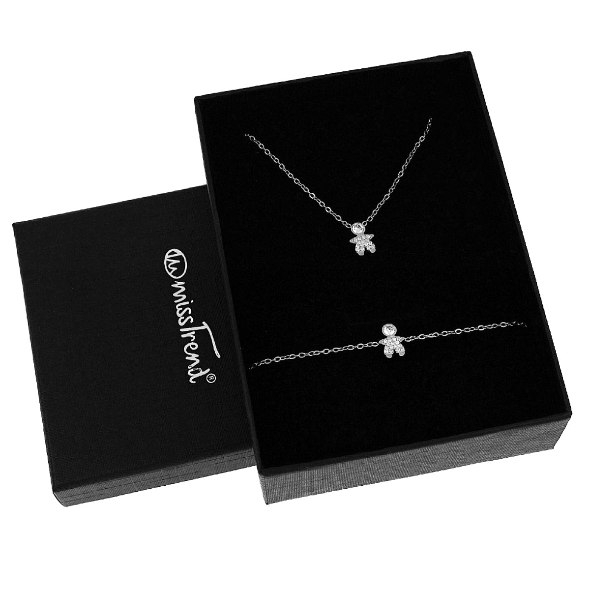 Conjunto Colar + Pulseira com Pendente Meninas/Meninos c/Zircônias