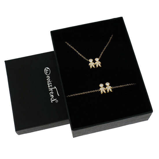 Conjunto Colar + Pulseira com Pendente Meninas/Meninos c/Zircônias