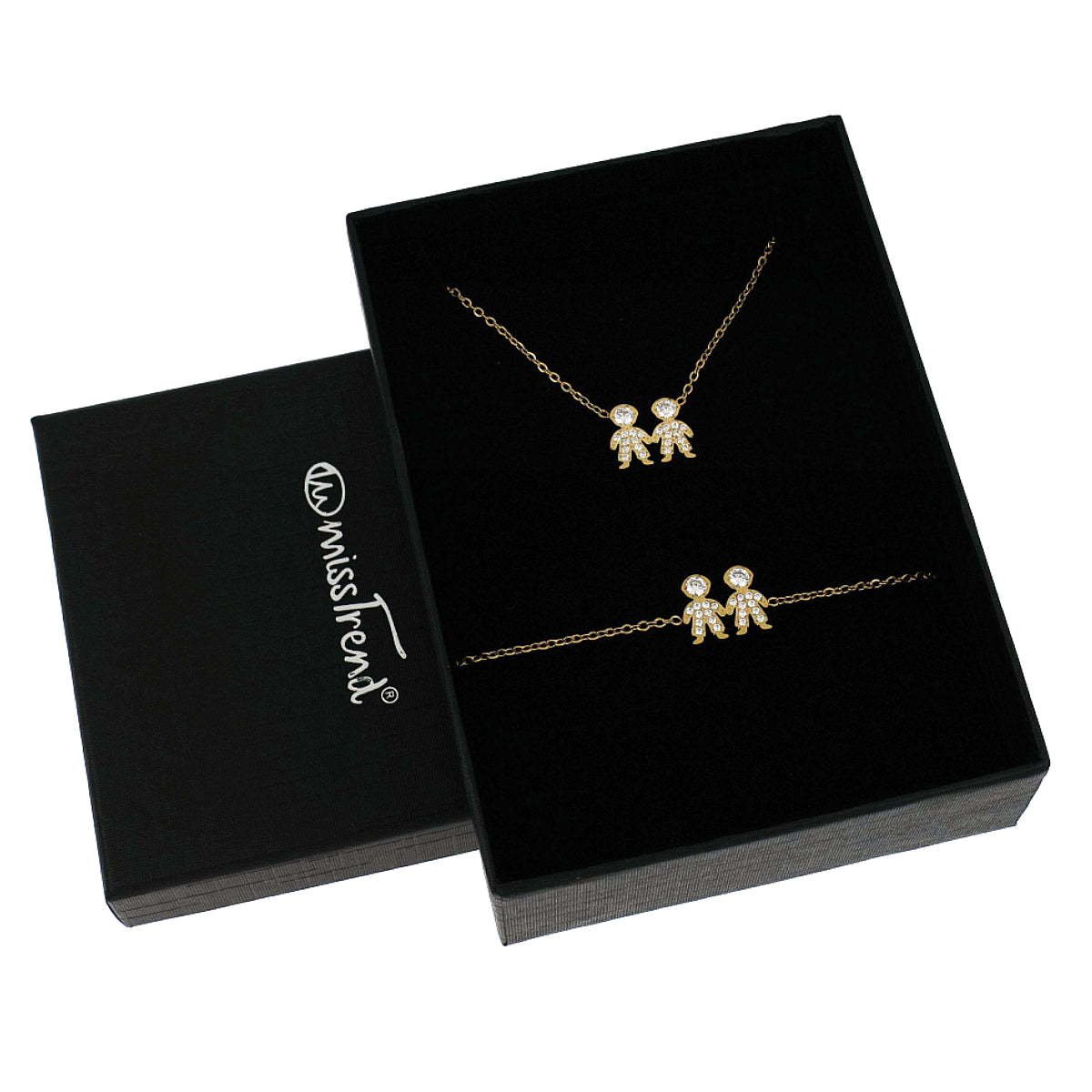 Conjunto Colar + Pulseira com Pendente Meninas/Meninos c/Zircônias
