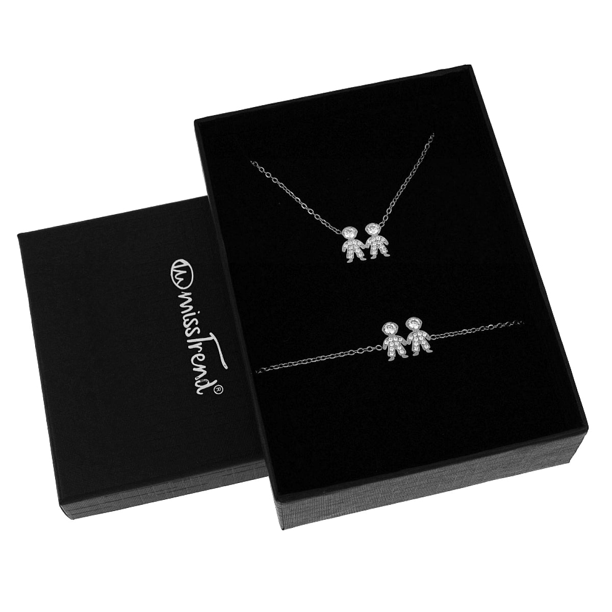 Conjunto Colar + Pulseira com Pendente Meninas/Meninos c/Zircônias