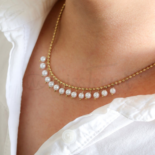 Colar Dazzling pearl em Aço