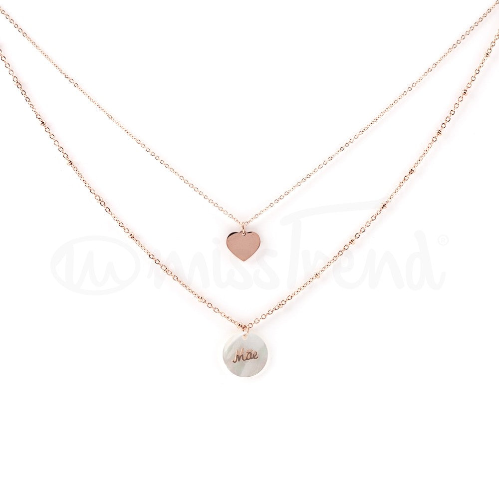 Colar Stone Mãe em aço rosa gold