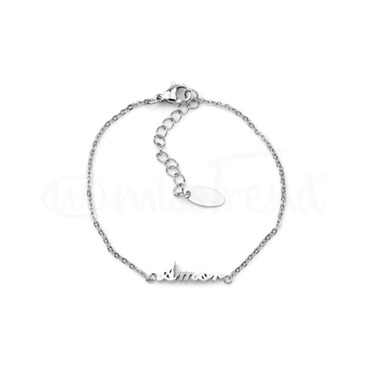 Pulseira Amor em aço prateada