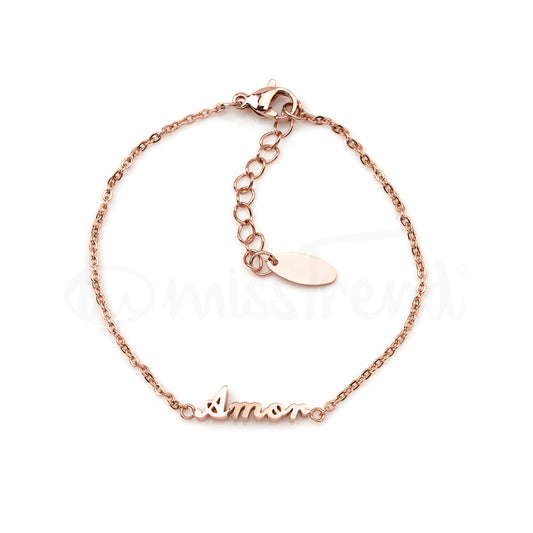 Pulseira Amor em aço prateada