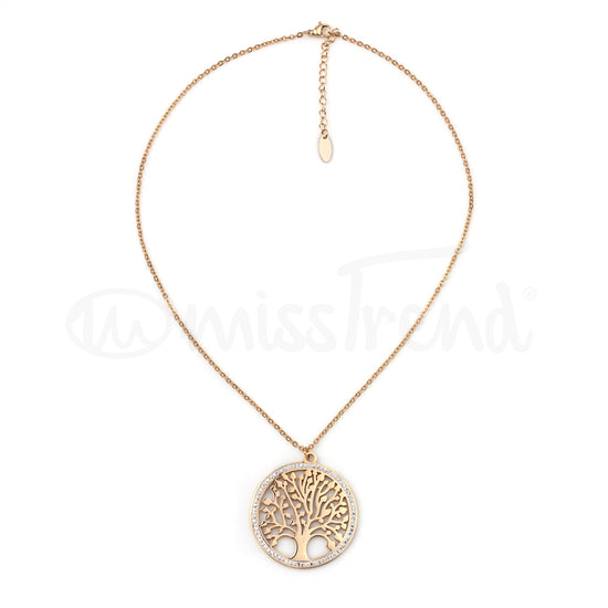 Colar árvore da vida em aço dourado