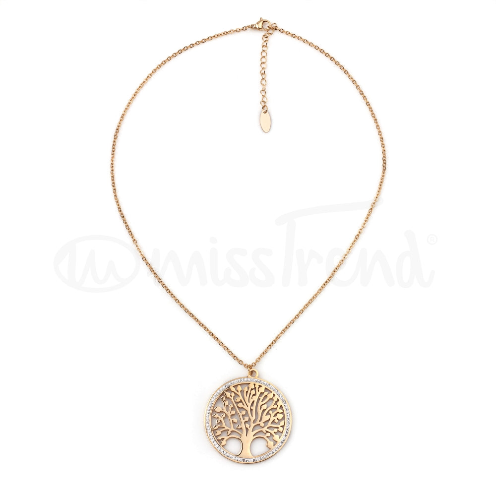 Colar árvore da vida em aço dourado