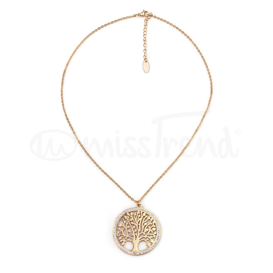 Colar árvore da vida em aço dourado