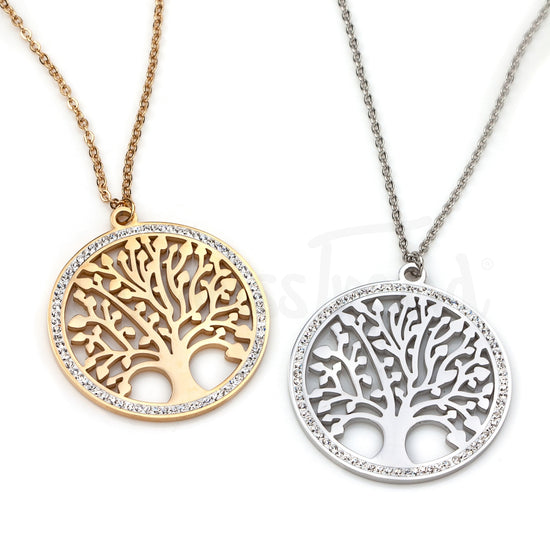 Colar árvore da vida em aço dourado
