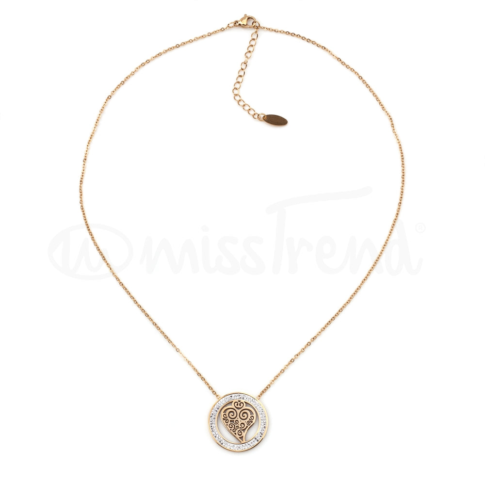 Colar coração de viana em aço dourado
