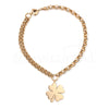 Pulseira Luck em aço com trevo dourada
