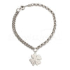 Pulseira Luck em aço com trevo em prateado