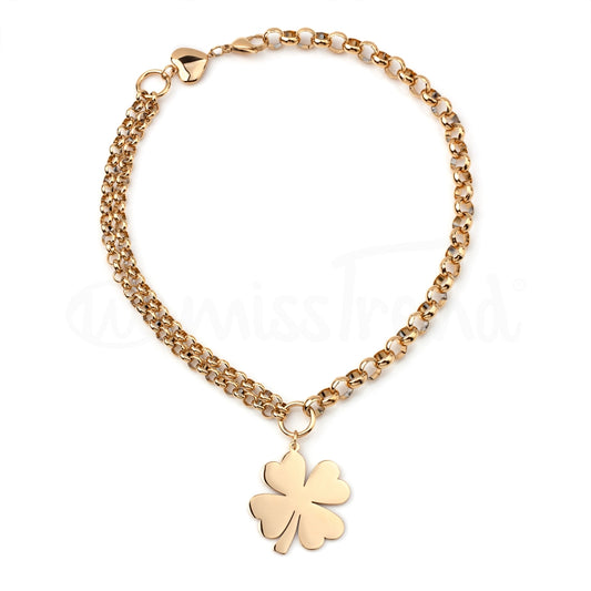 Colar Luck em aço dourado