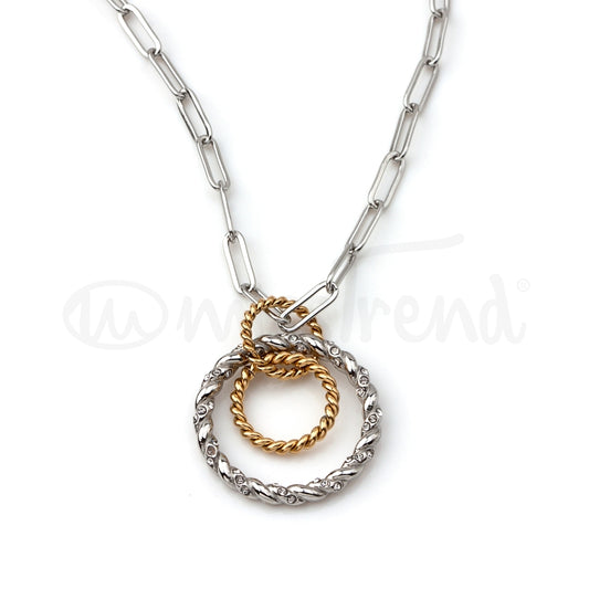 Colar Delta em aço prateado e dourado
