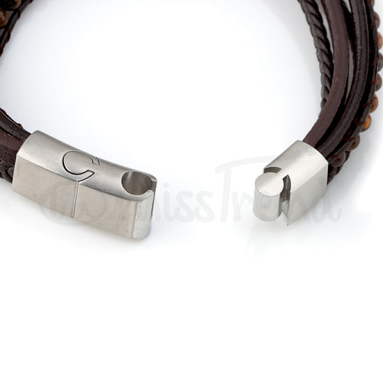 Pulseira masculina venezuela em couro