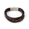 Pulseira masculina venezuela em couro castanha