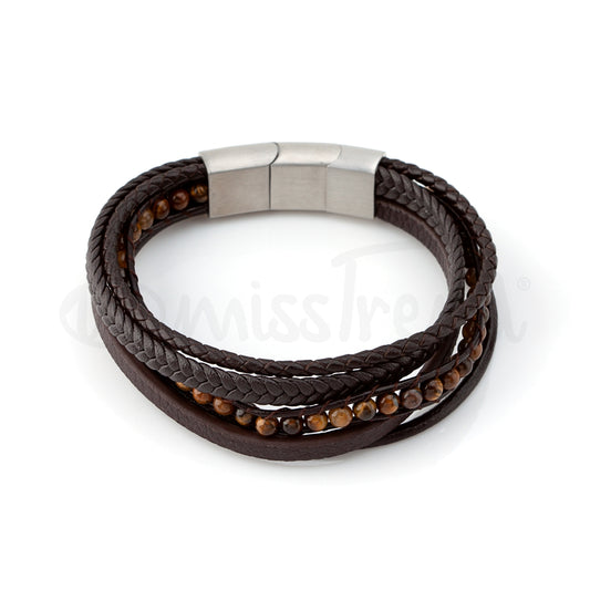 Pulseira masculina venezuela em couro castanha