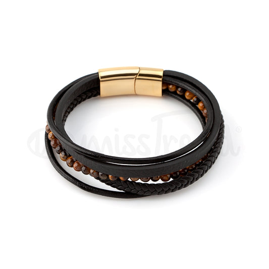 Pulseira masculina venezuela em couro preta
