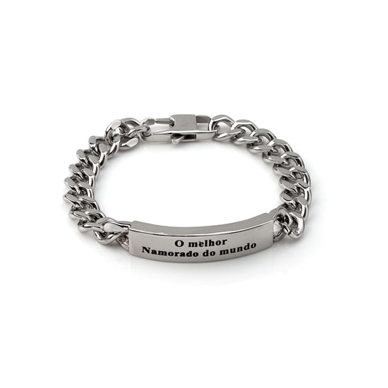 Pulseira O Melhor Namorado do Mundo em Aço