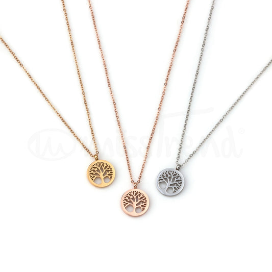 Conjunto colar + pulseira árvore da vida em aço