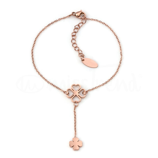 Pulseira clover em aço rosa gold