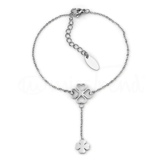 Pulseira clover em aço prateado