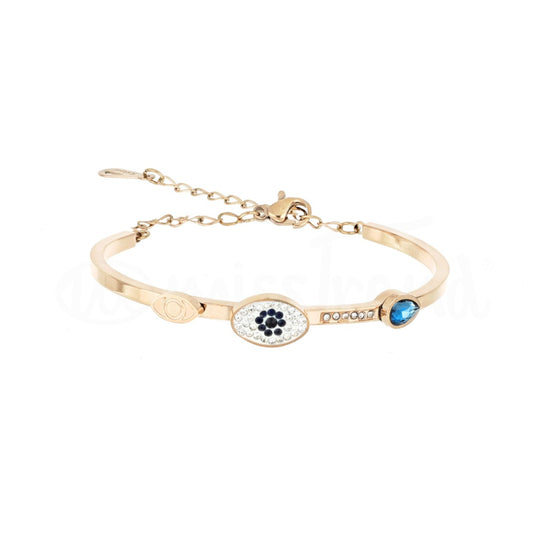 Pulseira olho turco rosa gold em aço