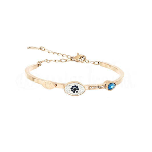 Pulseira olho turco rosa gold em aço