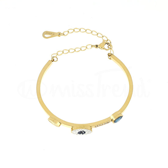 Pulseira olho turco dourado em aço