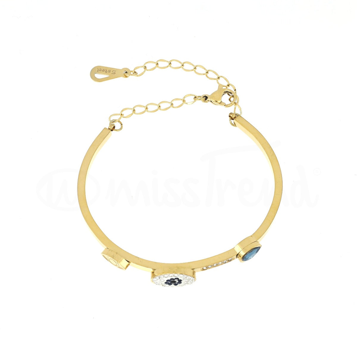 Pulseira olho turco dourado em aço