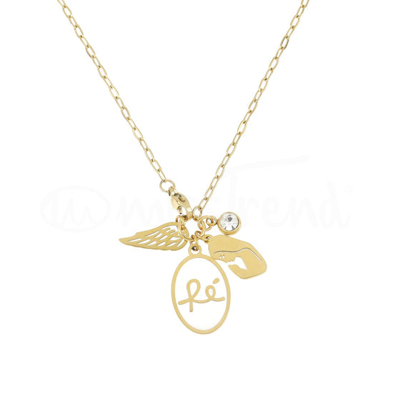 Colar faith em aço dourado