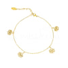 Pulseira de pé com pendentes flor de lótus em aço dourado
