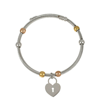 Pulseira Argola c/ Coração c/Fechadura em Aço