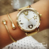relogio pearls em aço dourado