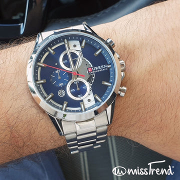 Relógio masculino curren steel II prateado em aço